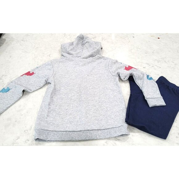 Girls 365 Kids by Garanimals Gray Unicorn Hoodie & Pants Set Size 7 - Picture 5 of 9